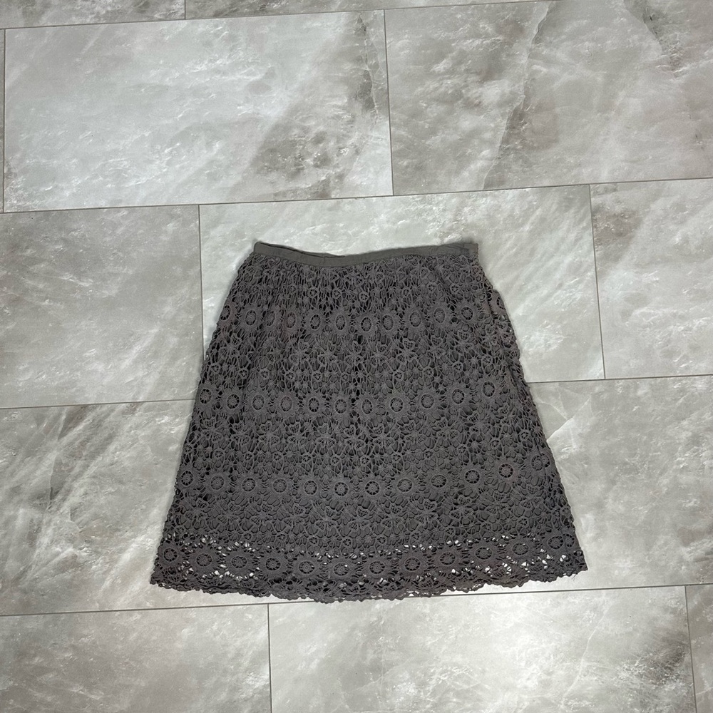 Ravi Khosla Skirt Size S Cotton Lace Grey Elegant Gothic Crochet Midi Office